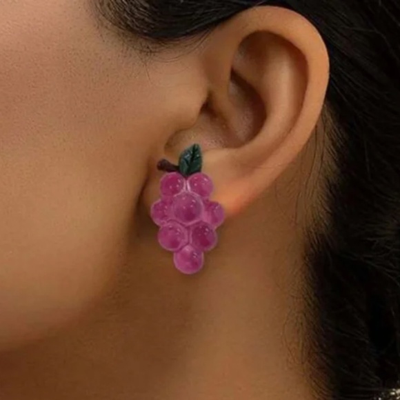 ❤️ FREE Grape Fruit Chic Glam Stud Minimalist Modern Trendy Bubble Hip Earrings - Picture 4 of 4